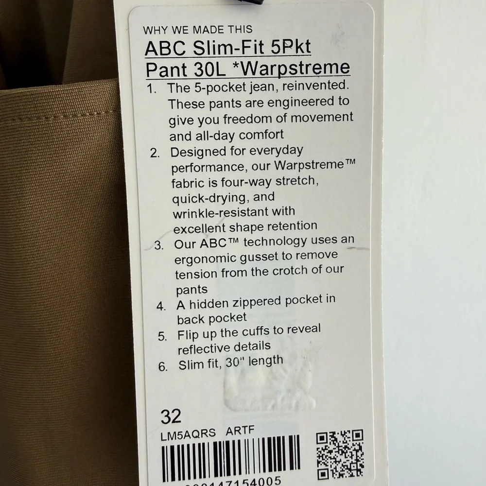 lululemon athletica Men's Slim Chino Pants in Tan